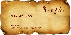 Nun Ákos névjegykártya